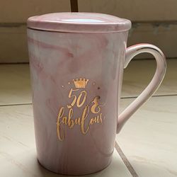New - 14oz Gold Pattern Coffee Mug, Cool Gifts Idea for Turning 50 Year old Mom, Wife, Daughter, Sister, Friends, Aunt - Set of 3 for $45 or $16.99 ea