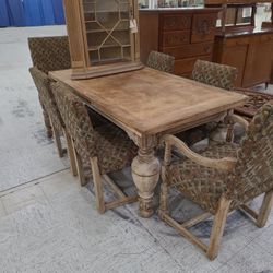 Antique dining table with expandable side pieces