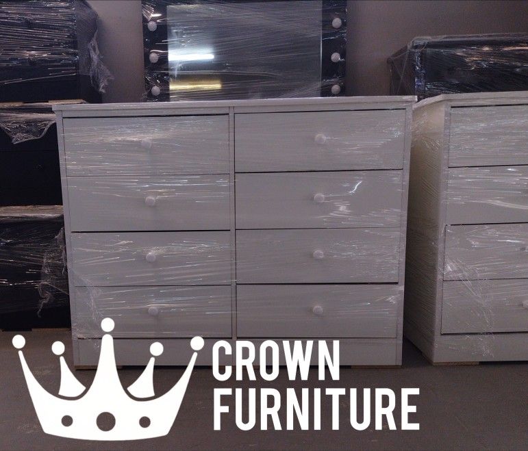 White Dresser 8 Drawer