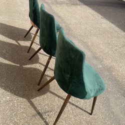 Green Wooden Velvet Chairs