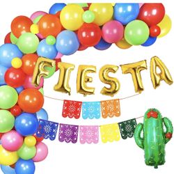 Fiesta Party Decorations 112PCS Fiesta Balloon Garland Kit with Cactus Balloonw5