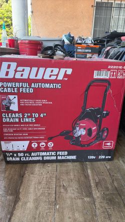 Bauer automatic feed drain cleaning drum machine