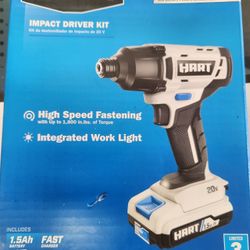 Hart 20v Cordless Impact Driver Kit. 1/4"