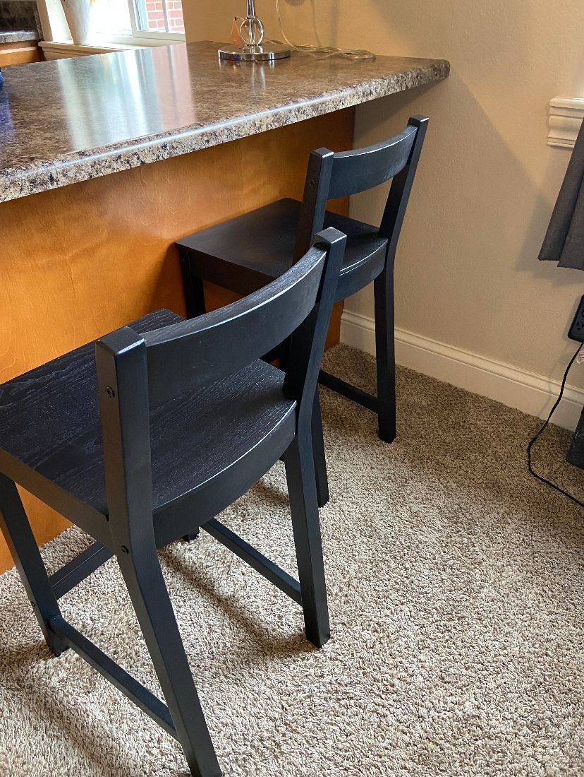 Black Wooden IKEA Bar Stools 