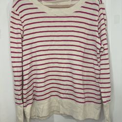 Merona Brand Hot pink And White Striped Women’s Sweater XL