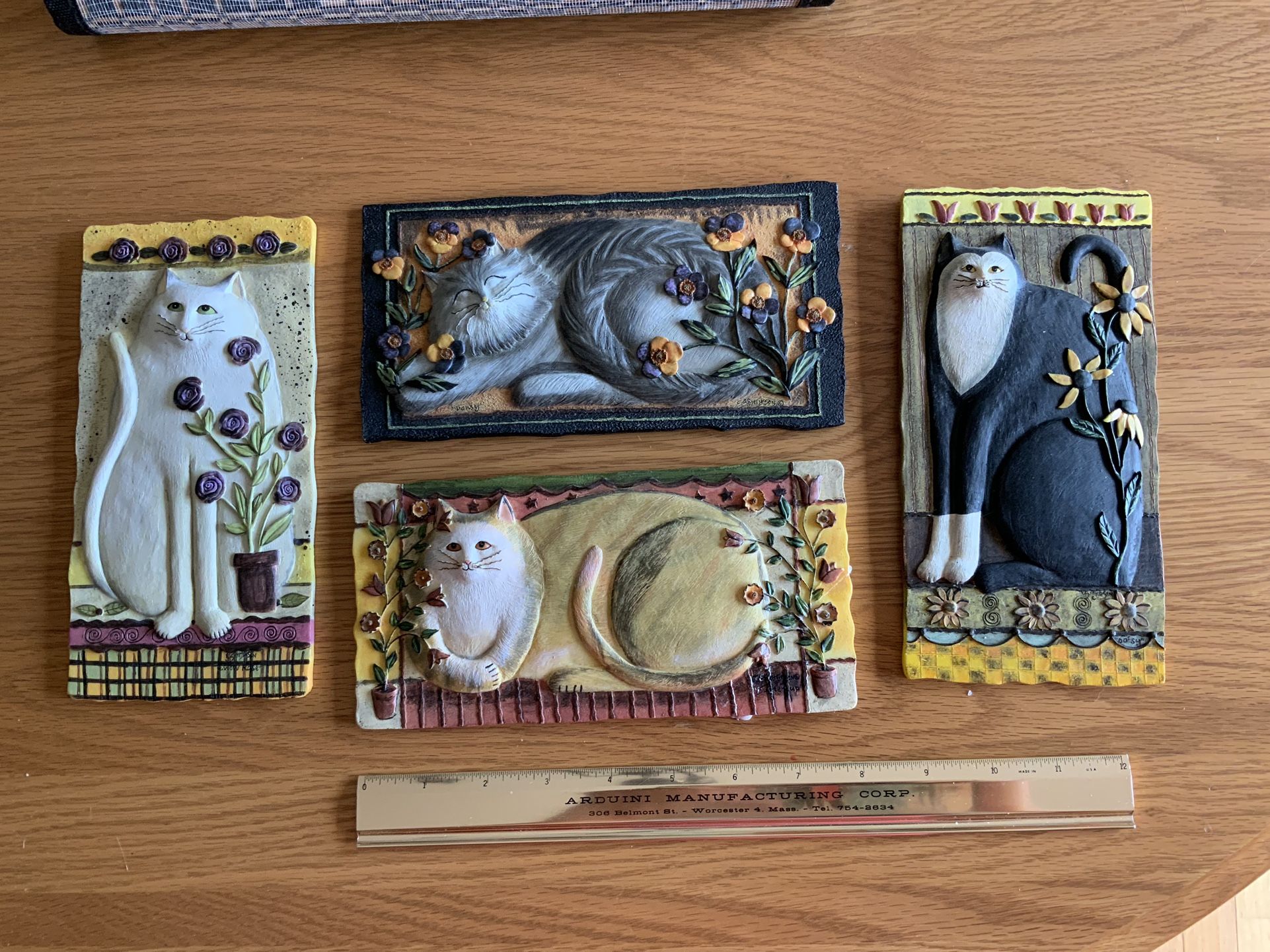 3-D Ceramic Cat Plaques (4)
