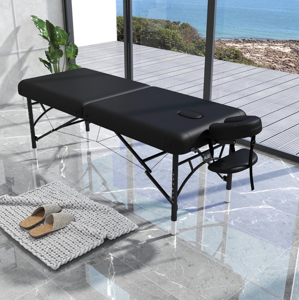 ABET Massage Table 28 Inch Wide, Spa Tattoo Bed, Memory Foam PU Leather Professional 2 Fold Portable Facial Esthetician Salon Bed with Carrying Bag &