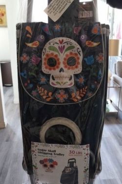 Sugar Skull , Day of the Dead, Dia de los Muertos, Halloween Rolling Bag