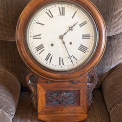 Antique Wooden Welch Regulator Clock