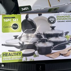 16pc Green Pan Health Ceramic Non-stick Pots And Pand