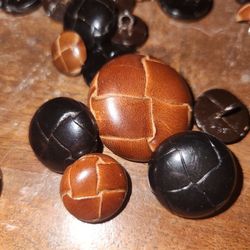 Buttons Vintage Leather Brown Black 50
