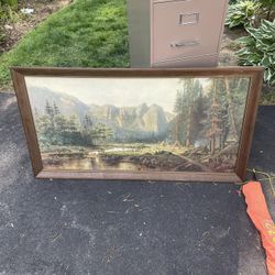 Large Indian Reservation Lithograph Painting Art