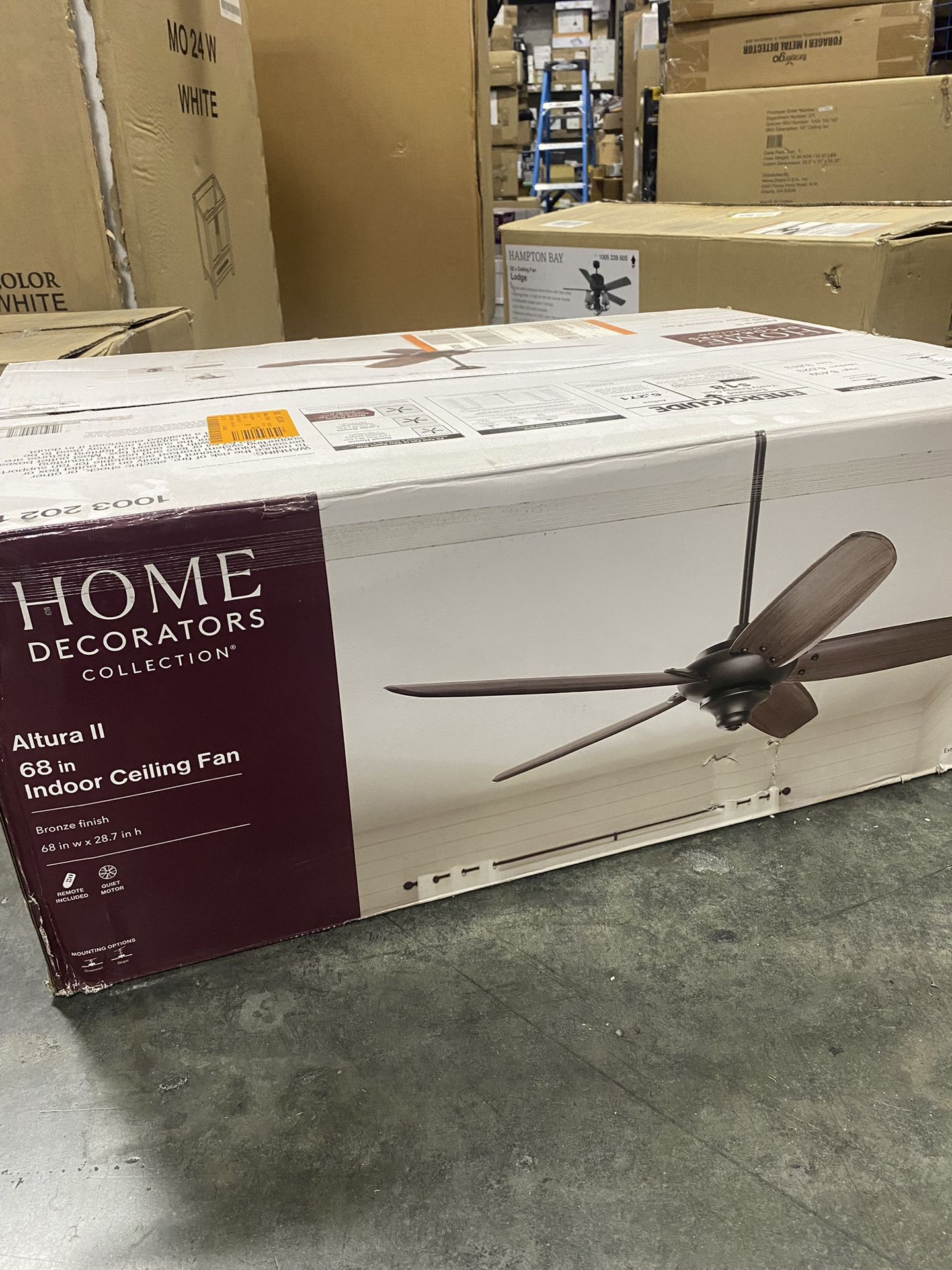 Home Decorators Collection Altura II 68 in. Indoor Bronze Ceiling Fan with Downrod, Remote and Reversible Motor; Light Kit Adaptable