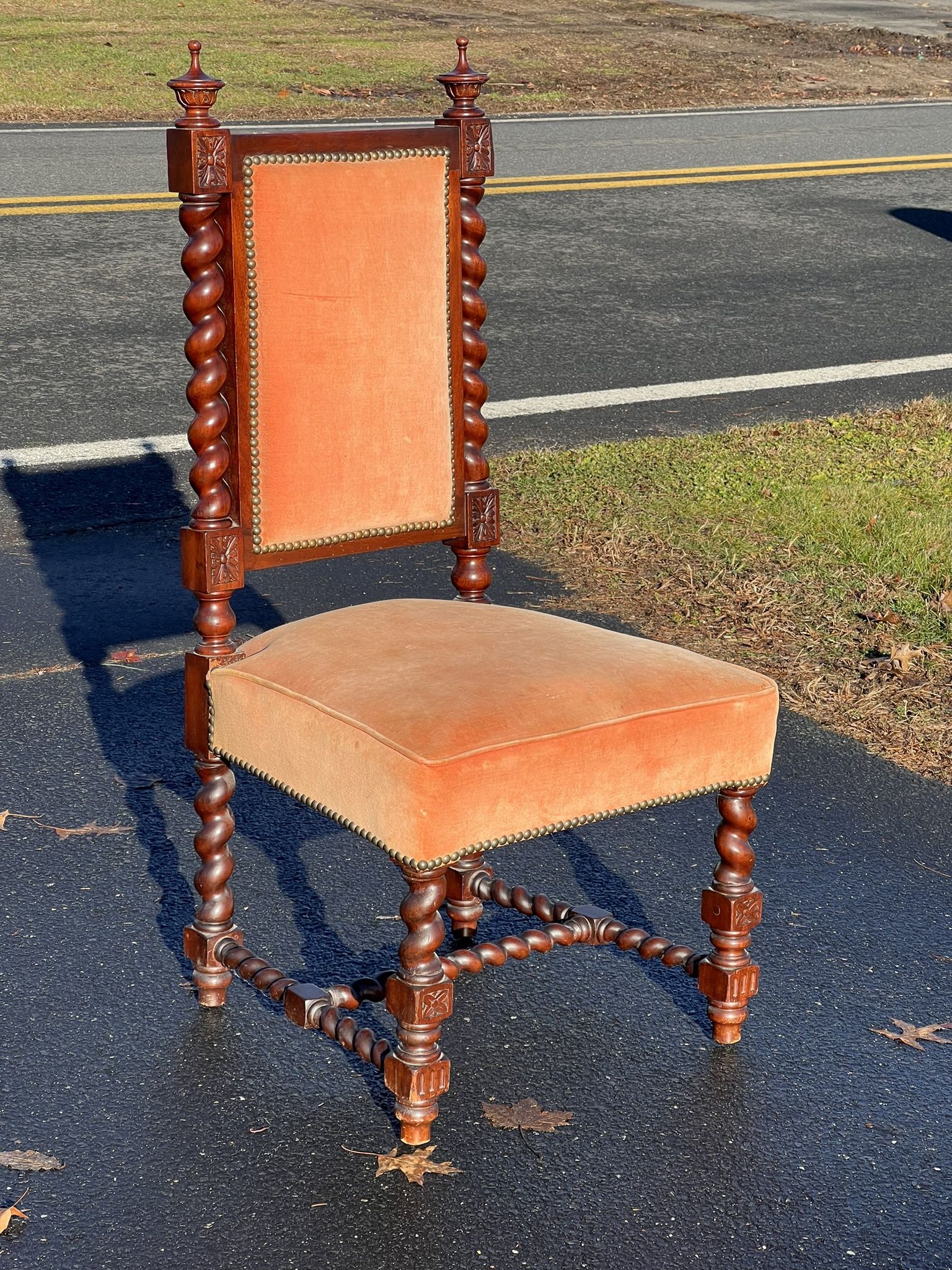 Antique Renaissance Revival Mahogany Barley Twist Parlor Chair c. 1850
