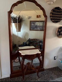 Vintage Entryway Mirror w/ Marble Top Accent Table-SERIOUS BUYERS ONLY