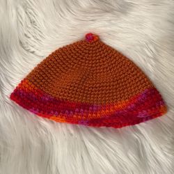 $1 🙂 Hand made knit beanie hat | Orange, Pink, Red colors | Adult Size