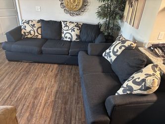 Dark Charcoal Grey Couch& Loveseat