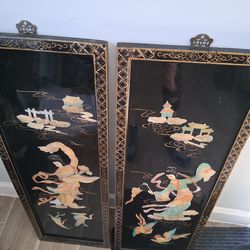2 Vintage Geisha Wall Art Panels