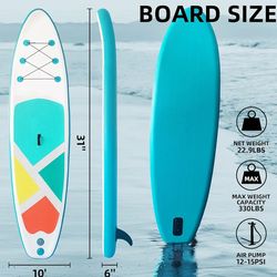 New Inflatable Stand-Up Paddle Boards for Adults, QILEBA 10ft Extra Wide Stable Inflatable Yoga Paddleboard with Durable SUP Accessories, Fins, Adjust