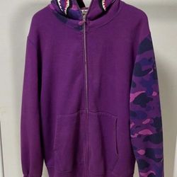 Purple Half Camo Full Zip Bape Hoodie