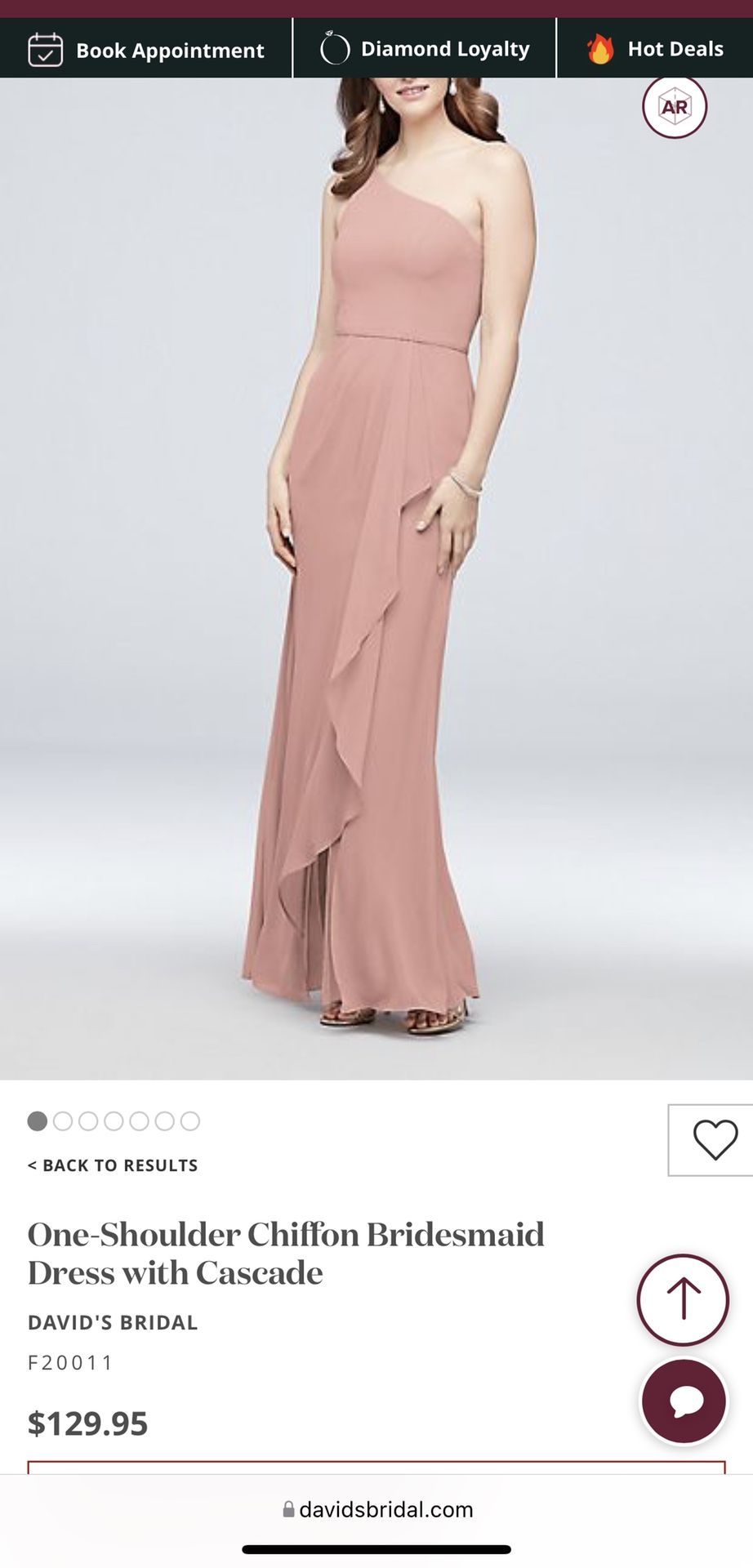 One-Shoulder Chiffon Bridesmaid Dress with Cascade-Pink ballet