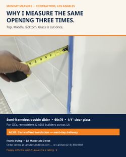 Semi-Frameless Shower Door 60x76 — Measured 3x, Fits First Time, LA