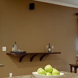 Wooden Floating Bar Shelf With Wineglass Rack