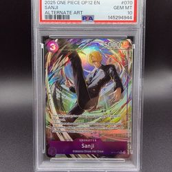 PSA 10 Sanji Alternate Art OP12 #070 One Piece Card