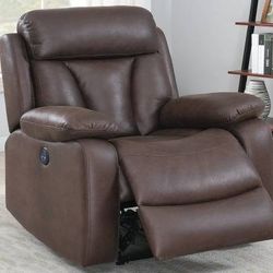 Brand New Brown Or Blue Breatheable Leather Power Reclining Chair