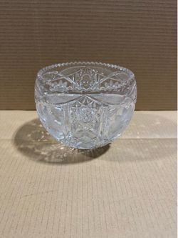 Vintage Cut Crystal Bowl / Vase, 8” tall, heavy lead crystal, excellent condition, no chips or cracks