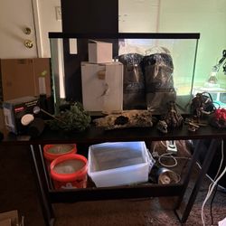 10 Gallon Aquarium Tank with Accessories and Table/Desk