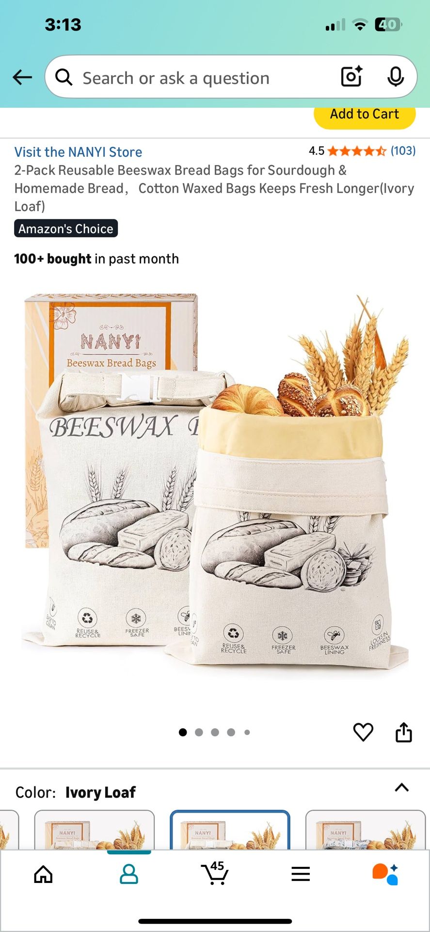 2-Pack Reusable Beeswax Bread Bags for Sourdough & Homemade Bread,Cotton Waxed Bags Keeps Fresh Longer@