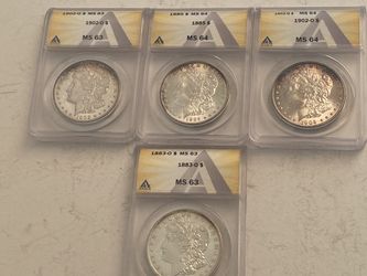 Lot of 4 pre1921 graded Morgan silver dollars coins coin dollar
