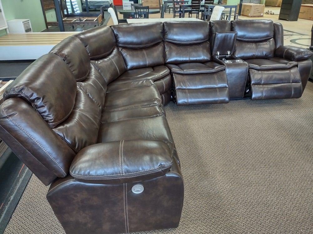 New Sectional Sofa With Three Power Recliners On Sale Now