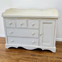 Vintage Designer Baby Changing Dresser Solid Wood Custom Farmhouse White