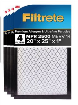 4 NEW FILTRETE AIR FILTERS 20x25x1 MERV14, MPR2500