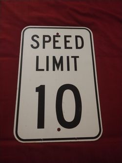 Speed limit 10 metal sign
