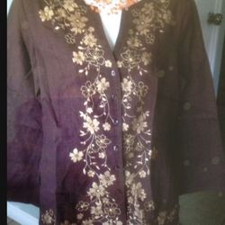 NEW  Small and Medium Linen Brown Embroidery  SALE  $10  each  🍀