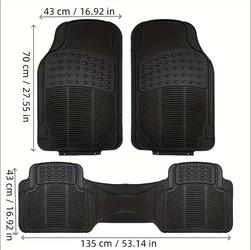 Universal Black Rubber Car Floor Mats 3-piece