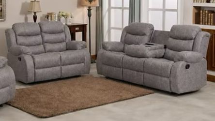 Cloud gray Reclining Sofa and loveseat!