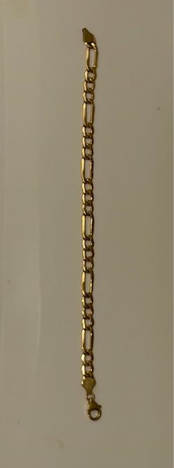 14k bracelet figaro link hollow 8 inch