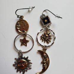Sun and Moon Charm Earrings 