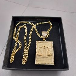 14k gold filled 4mm Cuban link chain and pendant