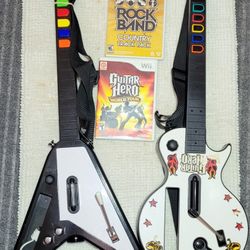 White Wii Guitars And Games 