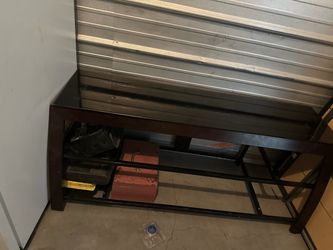 Dark Wood and Glass TV Stand