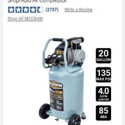 New In Box 20 Gallon McGraw Upright Air Compressor 