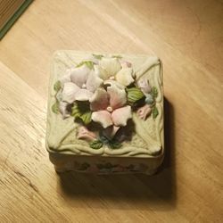 1980s Floral Porcelain Trinket Box