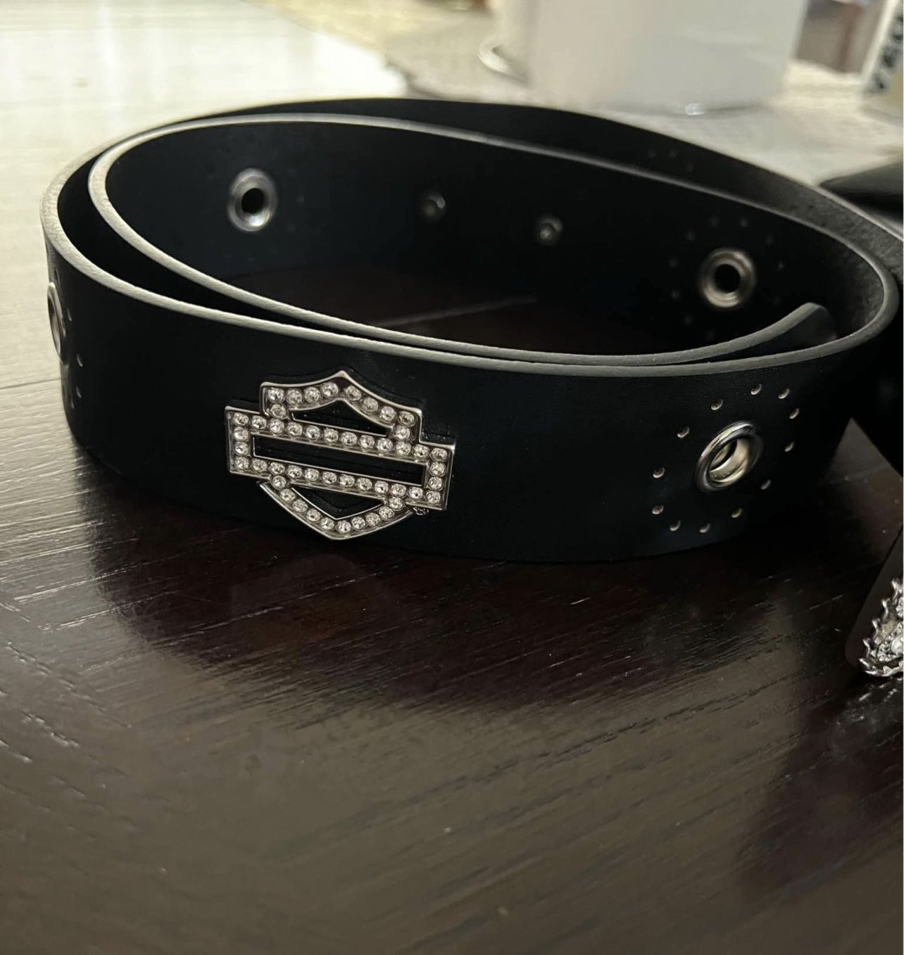 Leather Harley Davidson Bling Belt