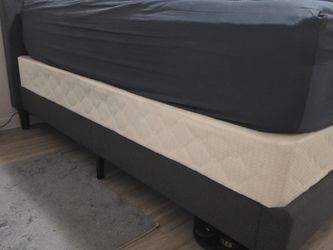Headboard with Bedframe, Mattress, and Boxspring