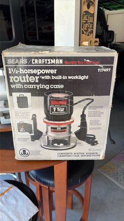 Vintage Craftsman 1-1/2 HP Router with Carrying Case & Worklight